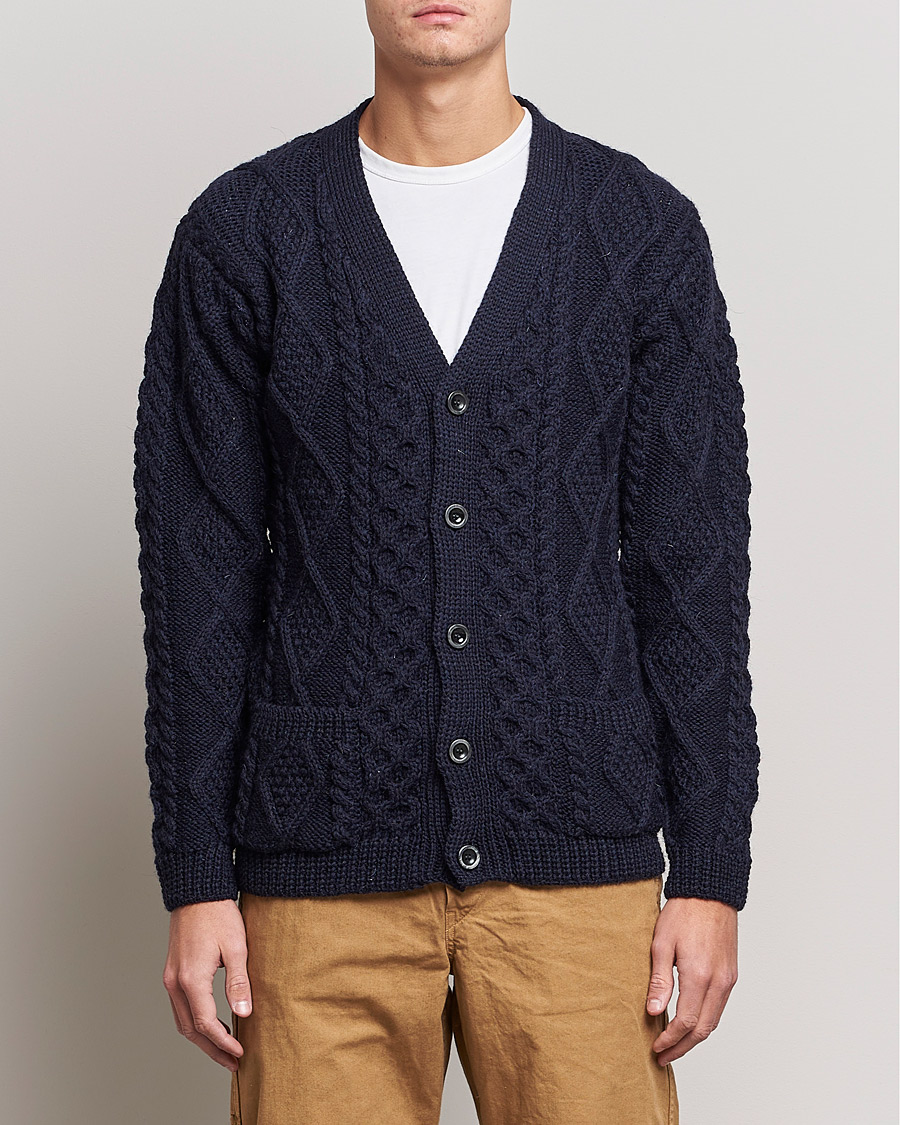 Herr | Tröjor | Howlin' | Cable Knitted Wool Cardigan Navy