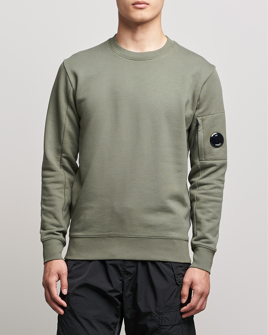 Herr | Tröjor | C.P. Company | Diagonal Raised Fleece Lens Sweatshirt Green