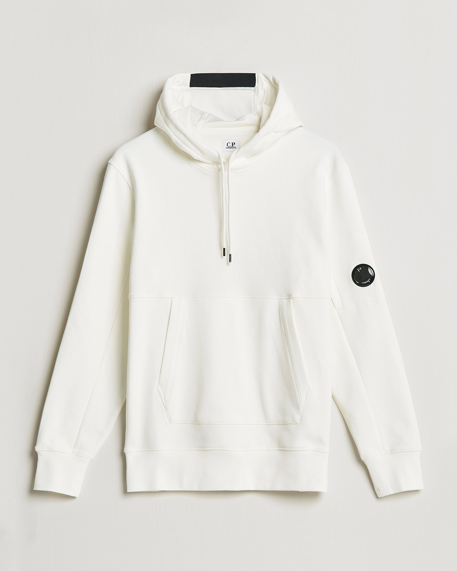 Herr | Tröjor | C.P. Company | Diagonal Raised Fleece Hooded Lens Sweatshirt White