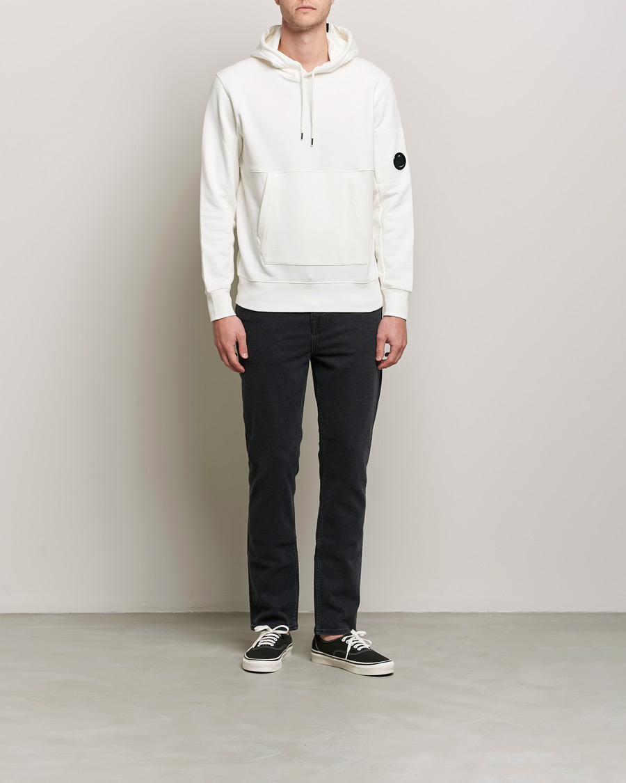 Herr | Tröjor | C.P. Company | Diagonal Raised Fleece Hooded Lens Sweatshirt White