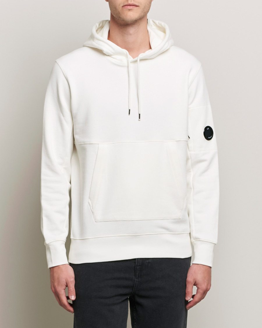 Herr | Tröjor | C.P. Company | Diagonal Raised Fleece Hooded Lens Sweatshirt White