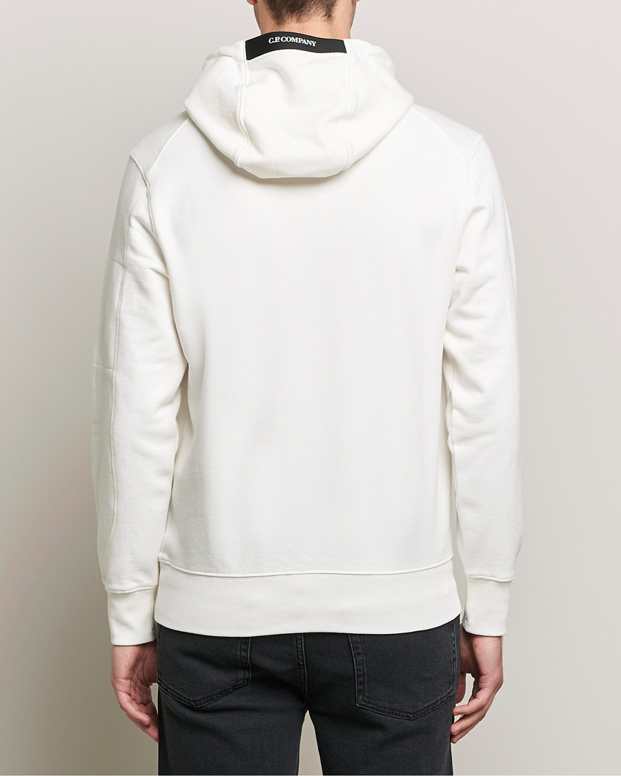 Herr | Tröjor | C.P. Company | Diagonal Raised Fleece Hooded Lens Sweatshirt White