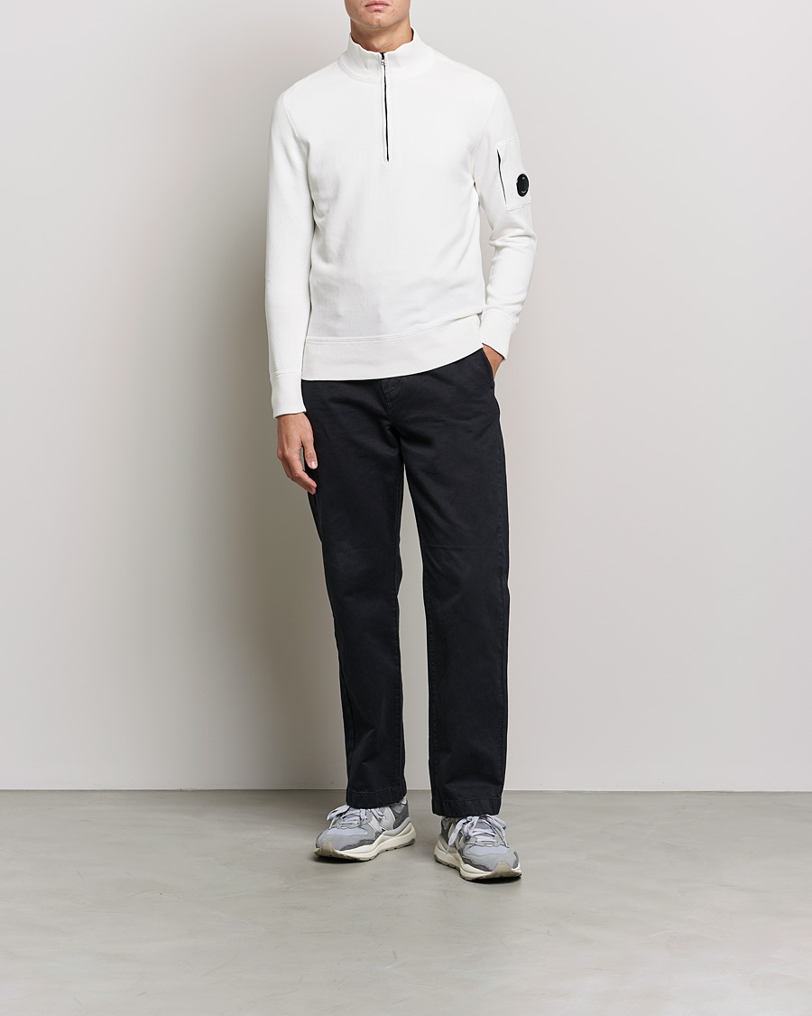 Herr | Tröjor | C.P. Company | Knitted Cotton Lens Half Zip White