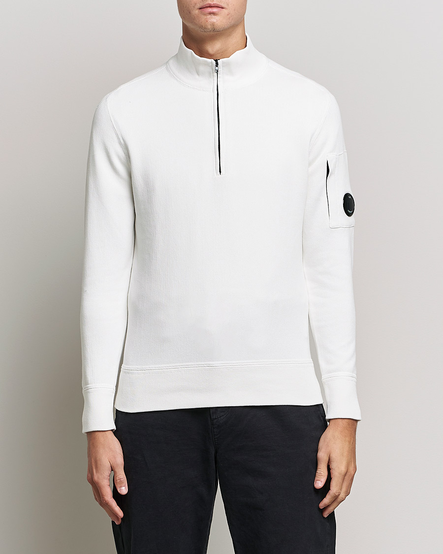 Herr | Tröjor | C.P. Company | Knitted Cotton Lens Half Zip White