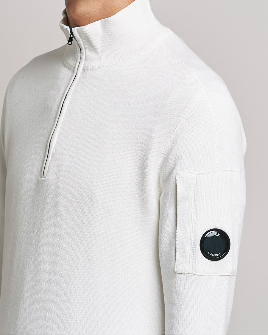Herr | Tröjor | C.P. Company | Knitted Cotton Lens Half Zip White