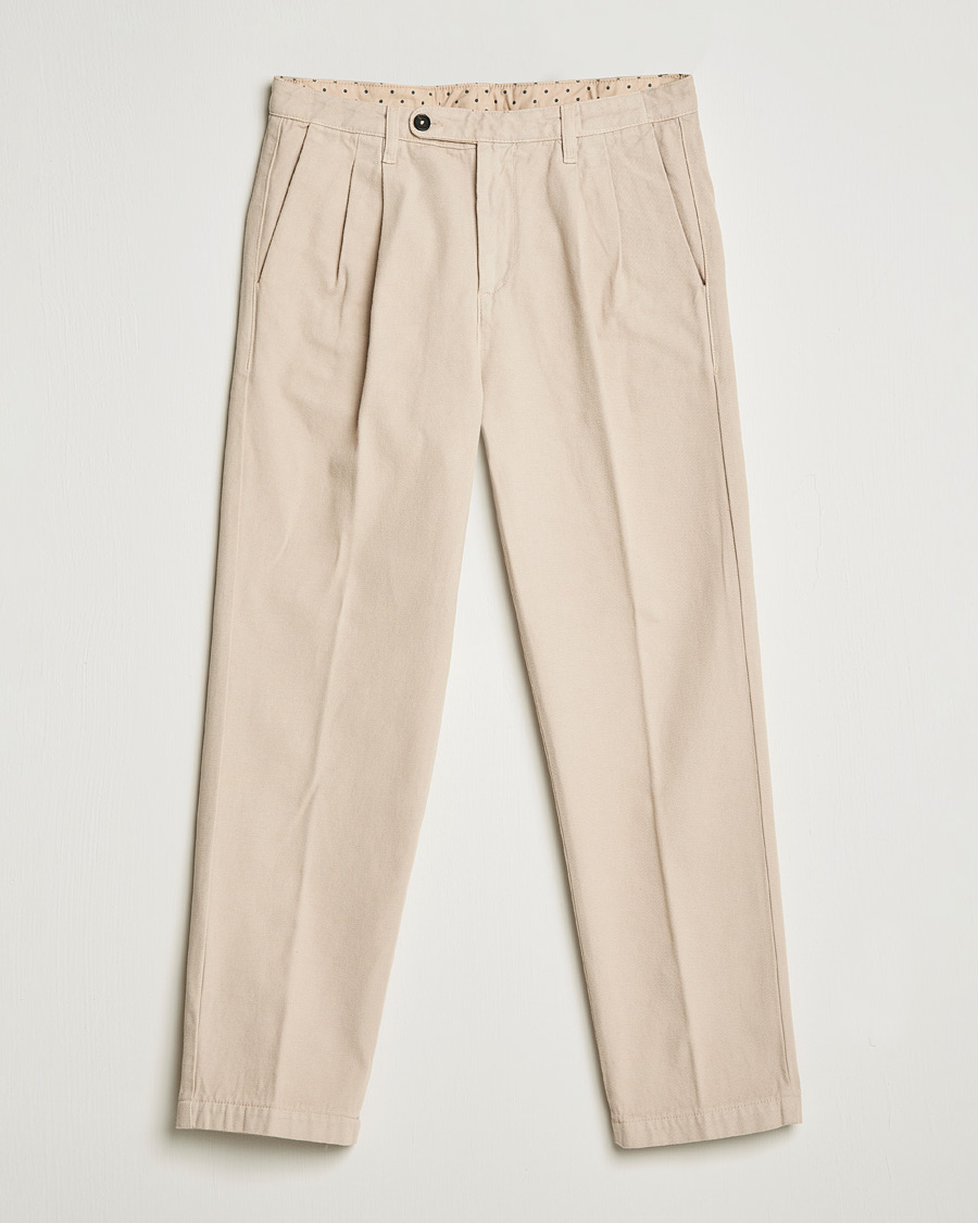 Herr | Byxor | Massimo Alba | Strallo Pleated Chinos Beige