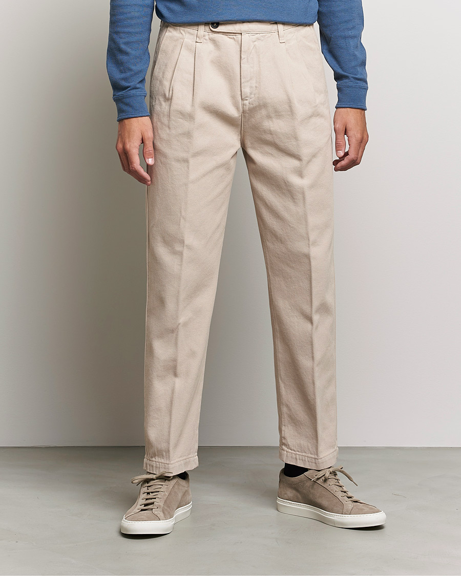Herr | Byxor | Massimo Alba | Strallo Pleated Chinos Beige