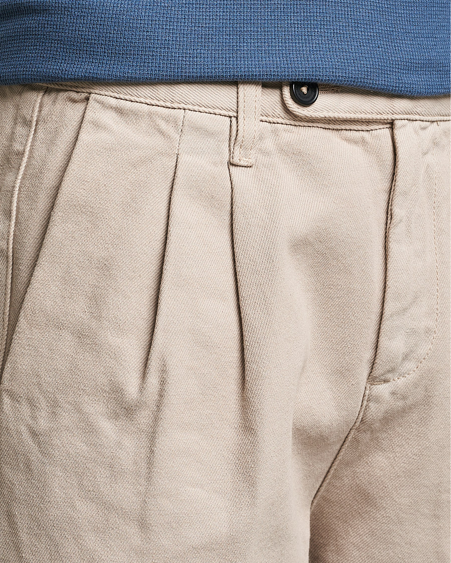 Herr | Byxor | Massimo Alba | Strallo Pleated Chinos Beige