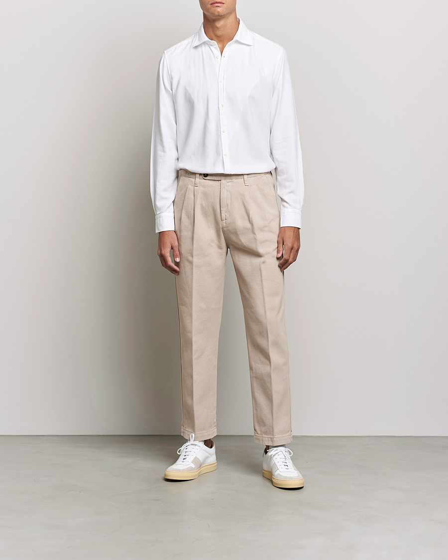 Herr | Flanellskjortor | Massimo Alba | Genova Soft Flannel Shirt White