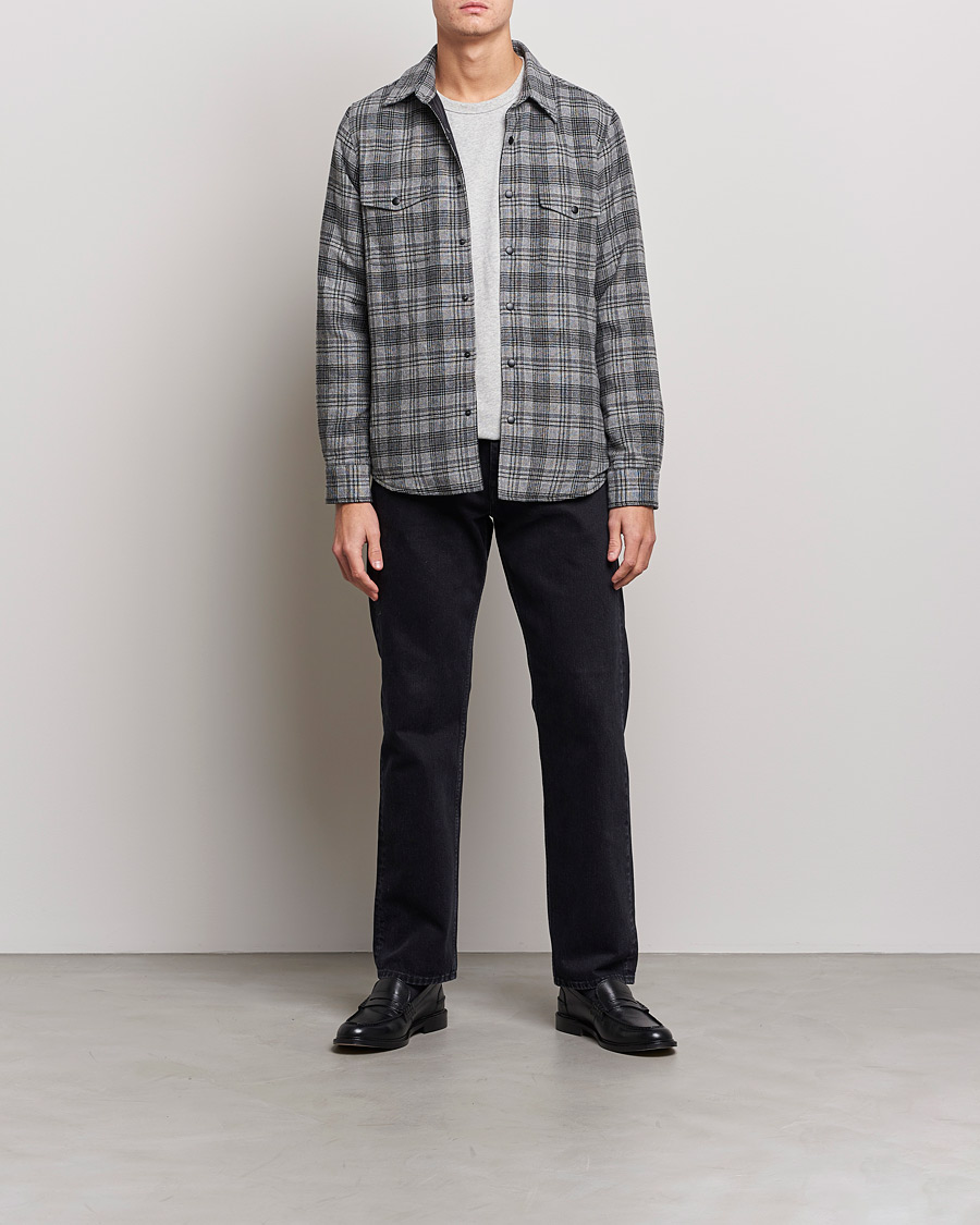 Herr | Jackor | Aspesi | Padded Wool Overshirt Grey Check