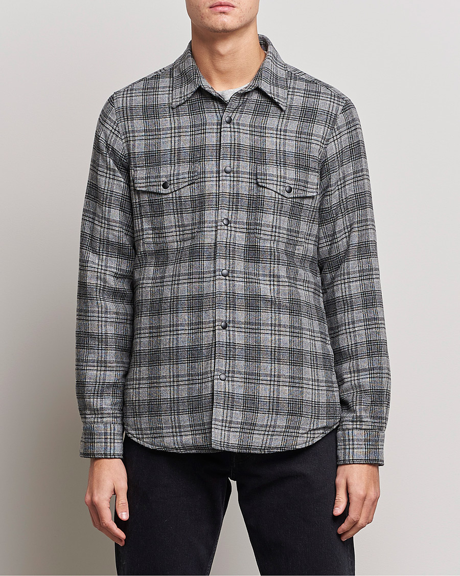 Herr | Jackor | Aspesi | Padded Wool Overshirt Grey Check