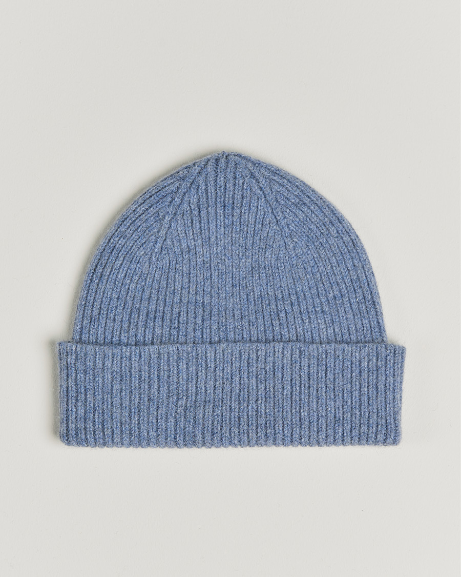 Herr | Mössor | Le Bonnet | Lambswool/Caregora Beanie Washed Denim