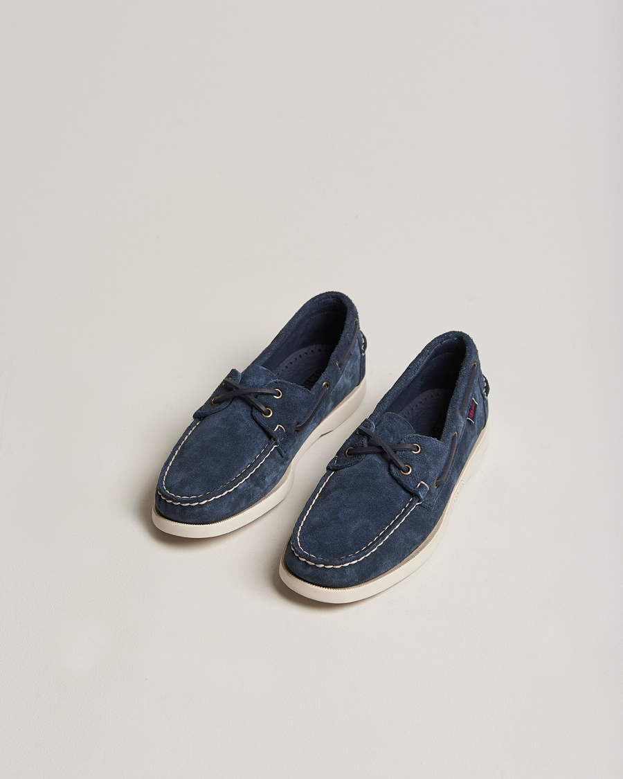 Herr | Mockaskor | Sebago | Docksides Suede Boat Shoe Blue Navy