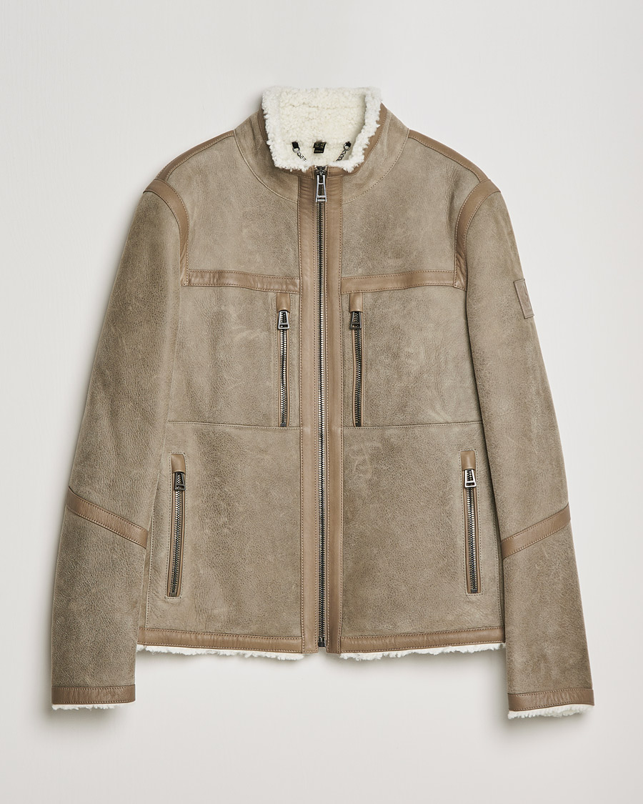 Herr | Jackor | Belstaff | Tundra Shearling Leather Jacket Dark Sand