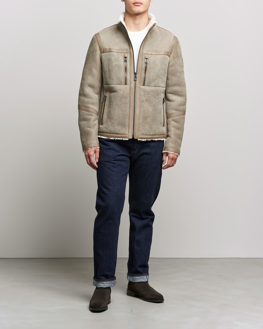 Herr | Jackor | Belstaff | Tundra Shearling Leather Jacket Dark Sand