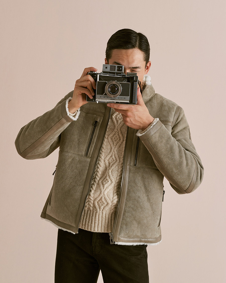 Herr | Jackor | Belstaff | Tundra Shearling Leather Jacket Dark Sand