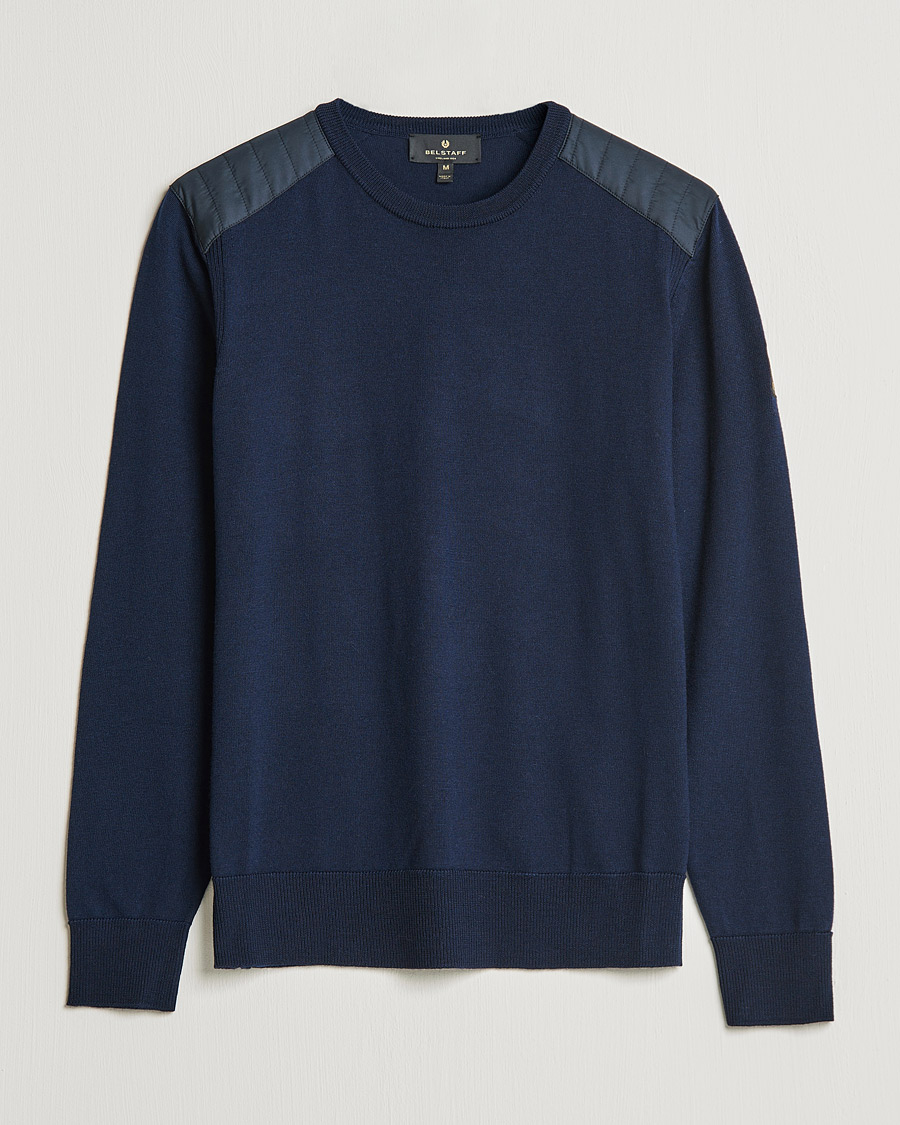 Herr | Tröjor | Belstaff | Kerrigan Crew Neck Merino Sweatshirt Washed Navy
