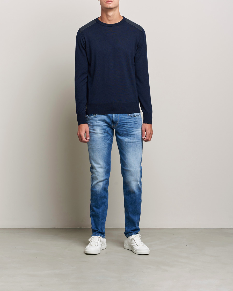 Herr | Tröjor | Belstaff | Kerrigan Crew Neck Merino Sweatshirt Washed Navy