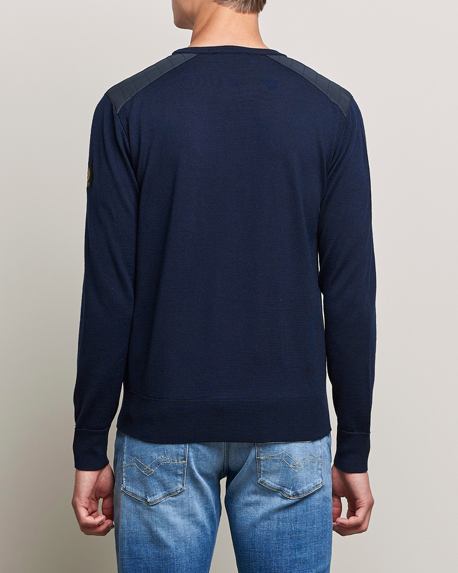 Herr | Tröjor | Belstaff | Kerrigan Crew Neck Merino Sweatshirt Washed Navy