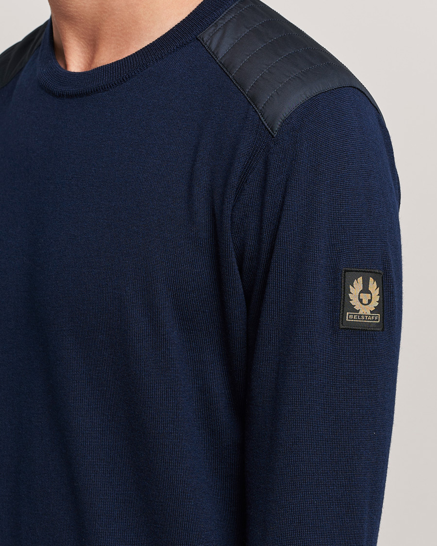 Herr | Tröjor | Belstaff | Kerrigan Crew Neck Merino Sweatshirt Washed Navy