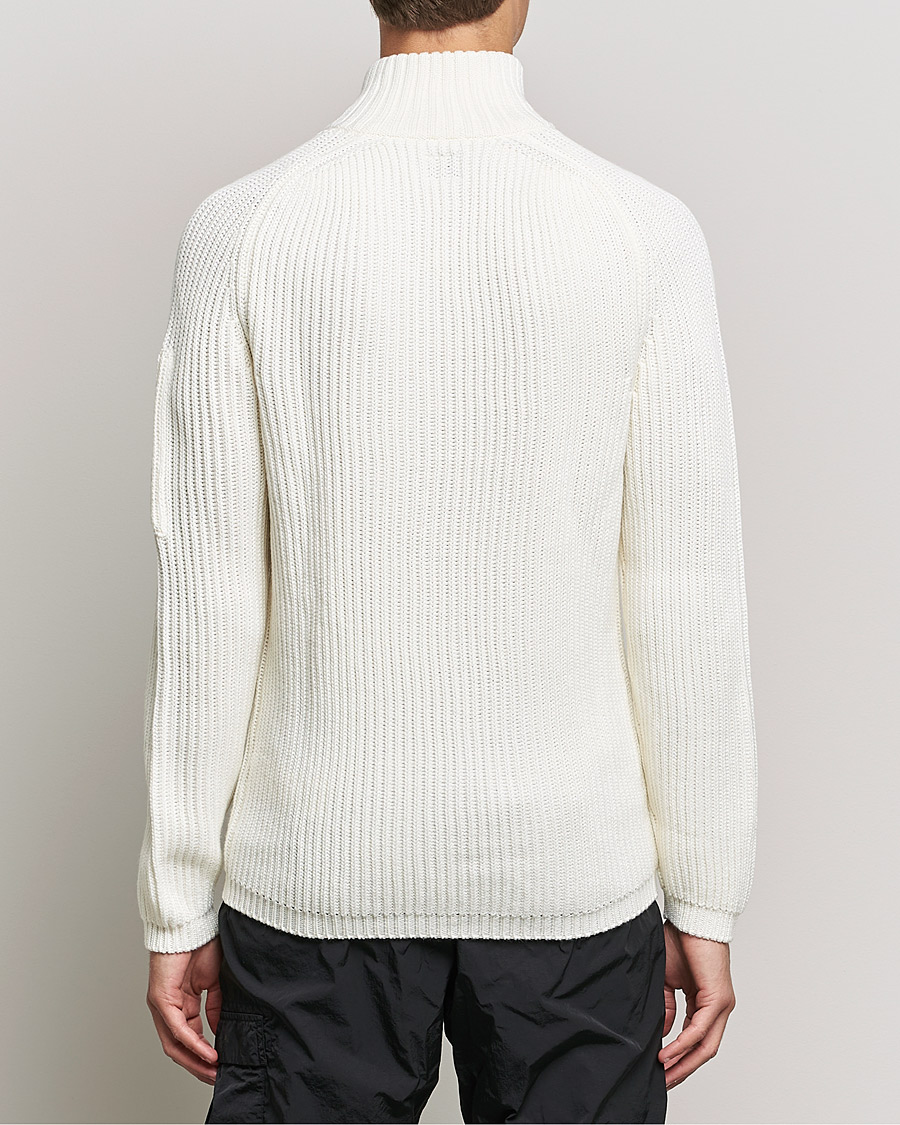 Herr | Tröjor | C.P. Company | Merino Wool Full Zip Lens Cardigan White