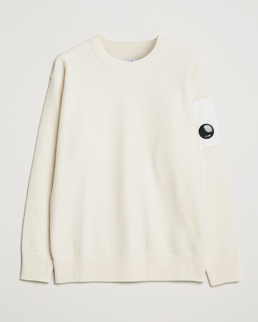 Herr | Tröjor | C.P. Company | Structured Lambswool Lens Roundneck White
