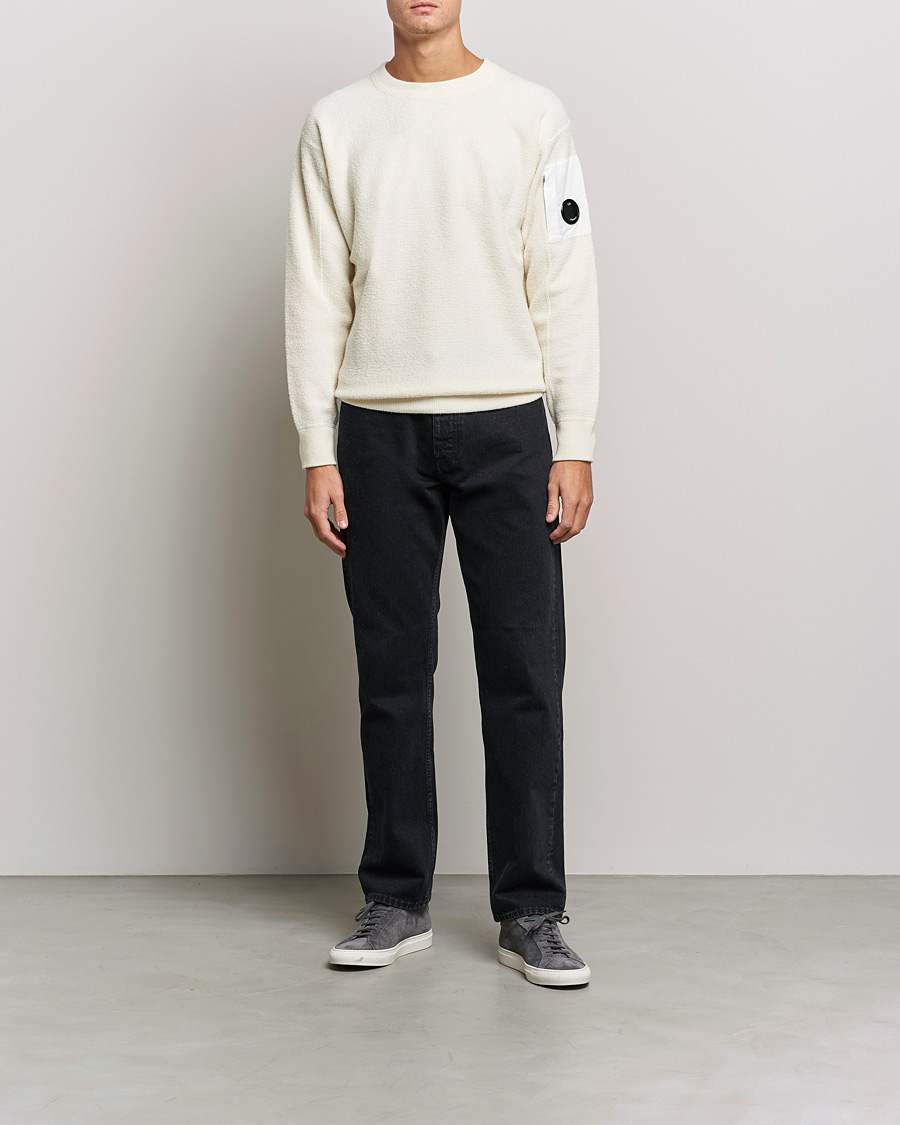 Herr | Tröjor | C.P. Company | Structured Lambswool Lens Roundneck White
