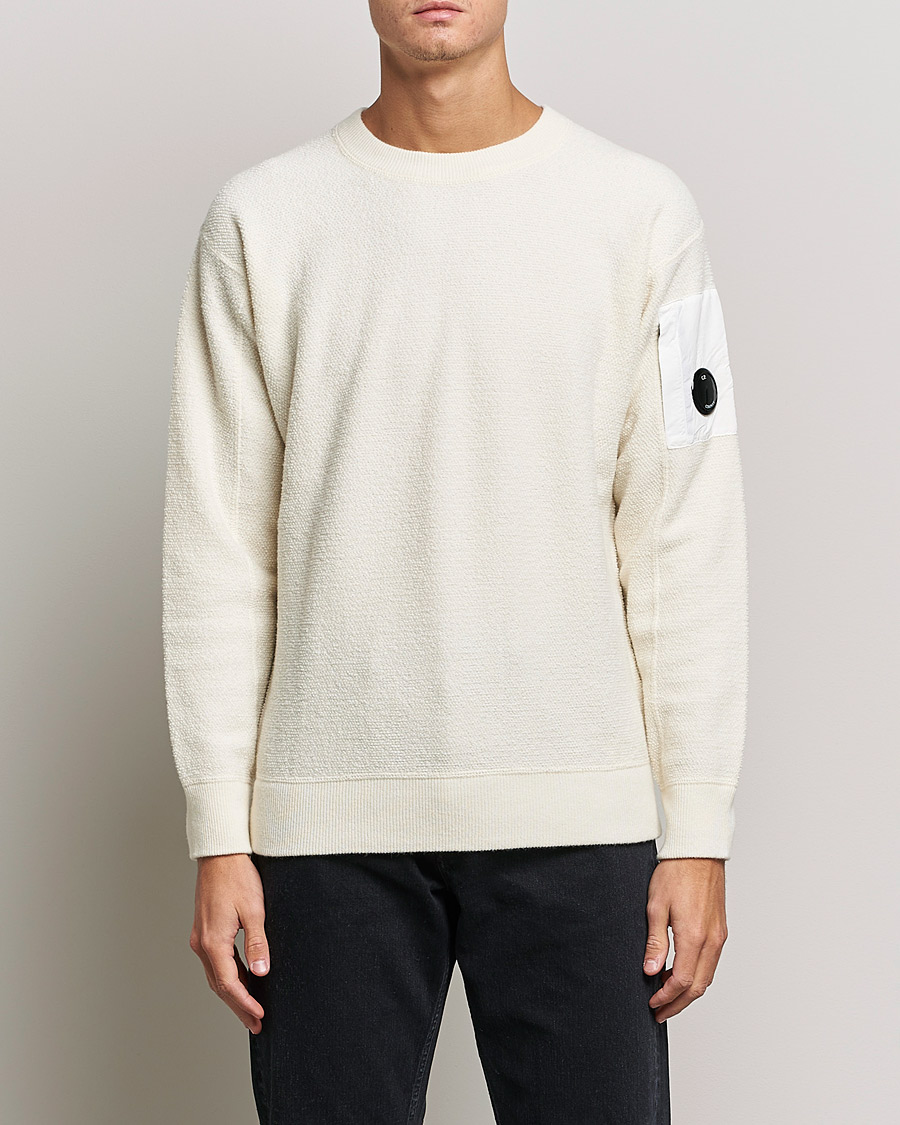 Herr | Tröjor | C.P. Company | Structured Lambswool Lens Roundneck White