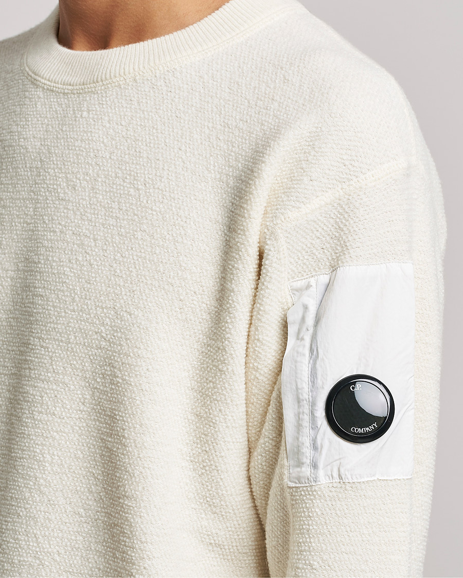 Herr | Tröjor | C.P. Company | Structured Lambswool Lens Roundneck White