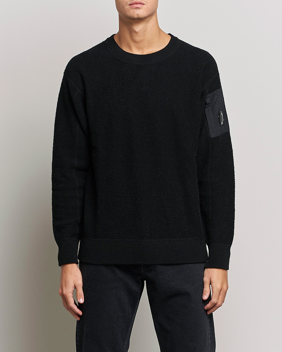 Herr | Tröjor | C.P. Company | Structured Lambswool Lens Roundneck Black