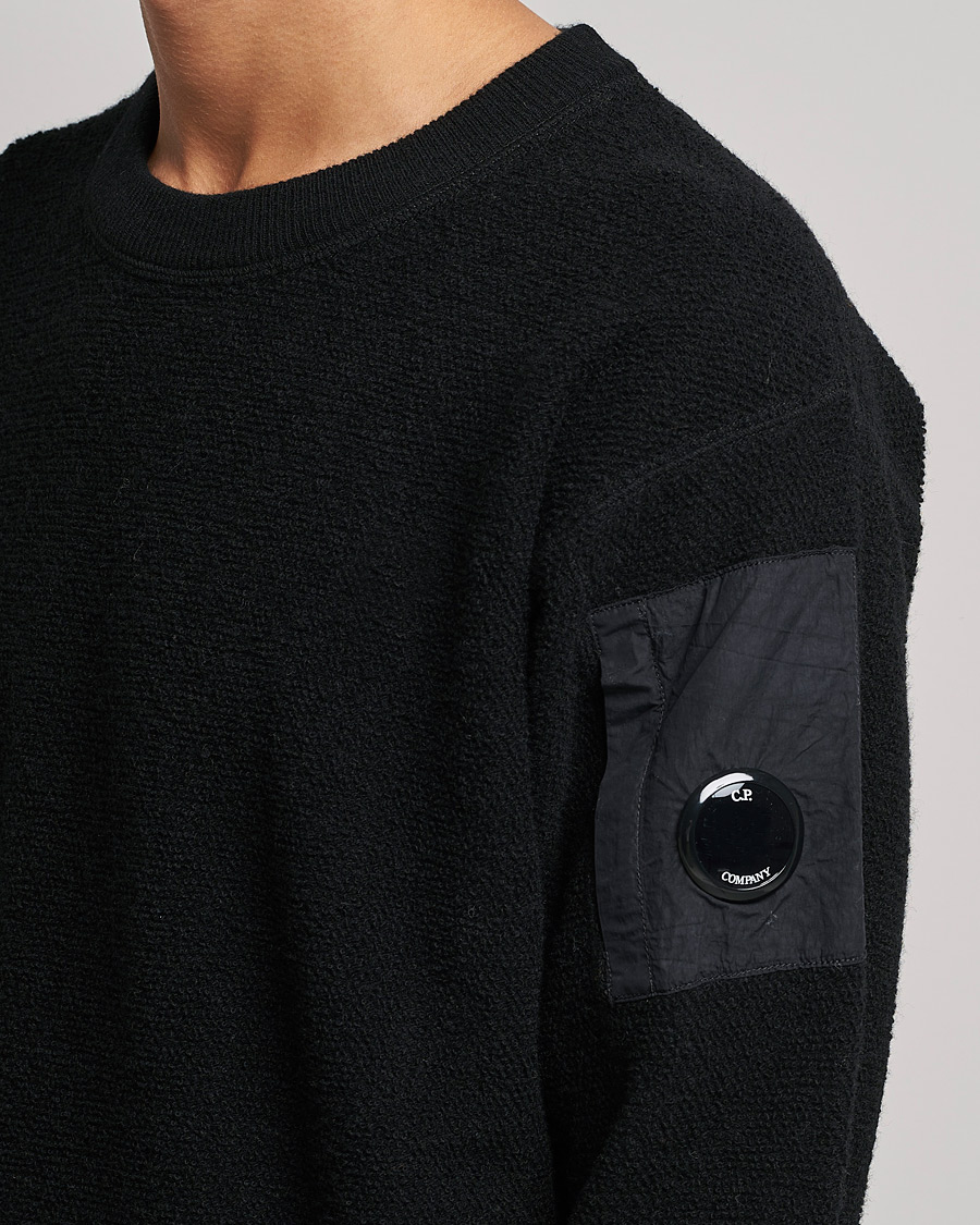 Herr | Tröjor | C.P. Company | Structured Lambswool Lens Roundneck Black