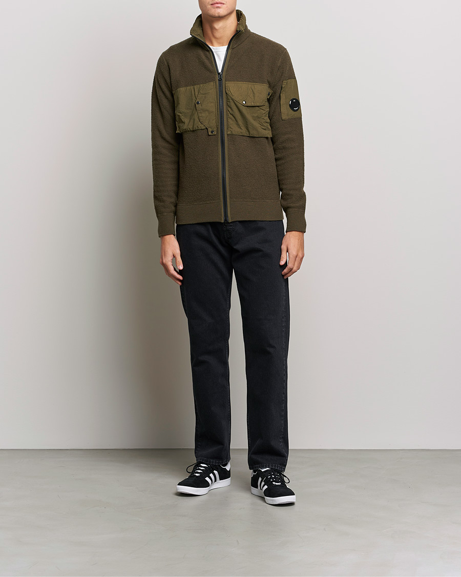 Herr | Tröjor | C.P. Company | Lambswool Pocket Full Zip Sweat Green