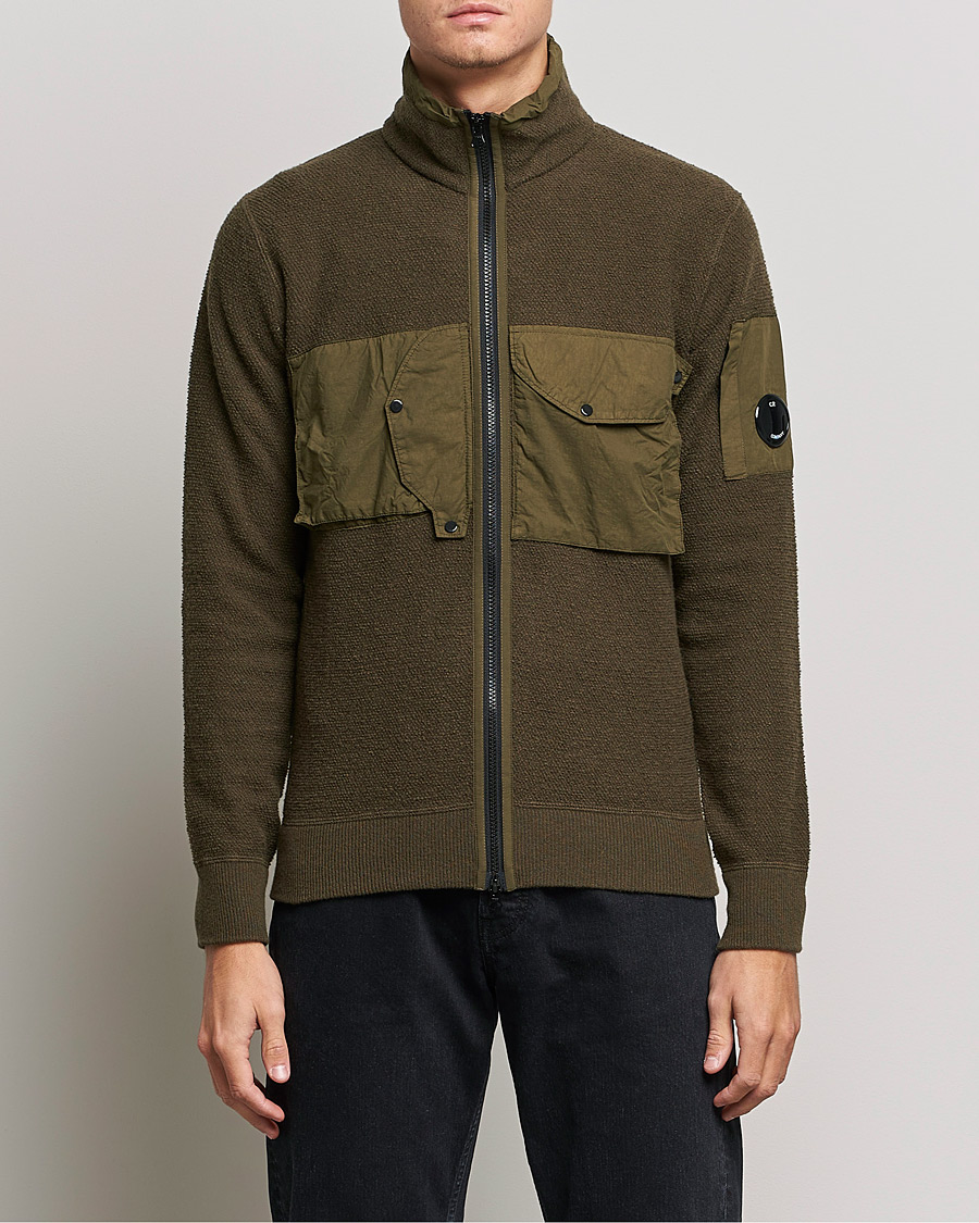 Herr | Tröjor | C.P. Company | Lambswool Pocket Full Zip Sweat Green