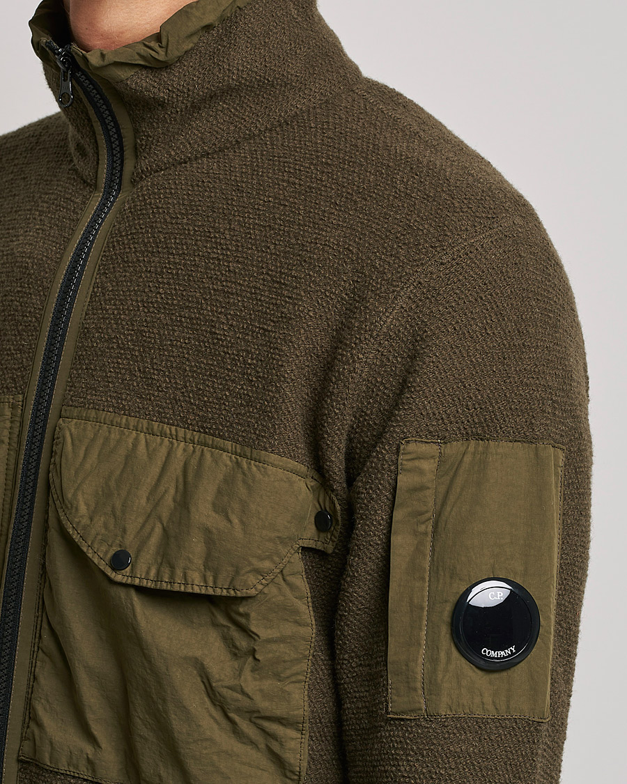 Herr | Tröjor | C.P. Company | Lambswool Pocket Full Zip Sweat Green