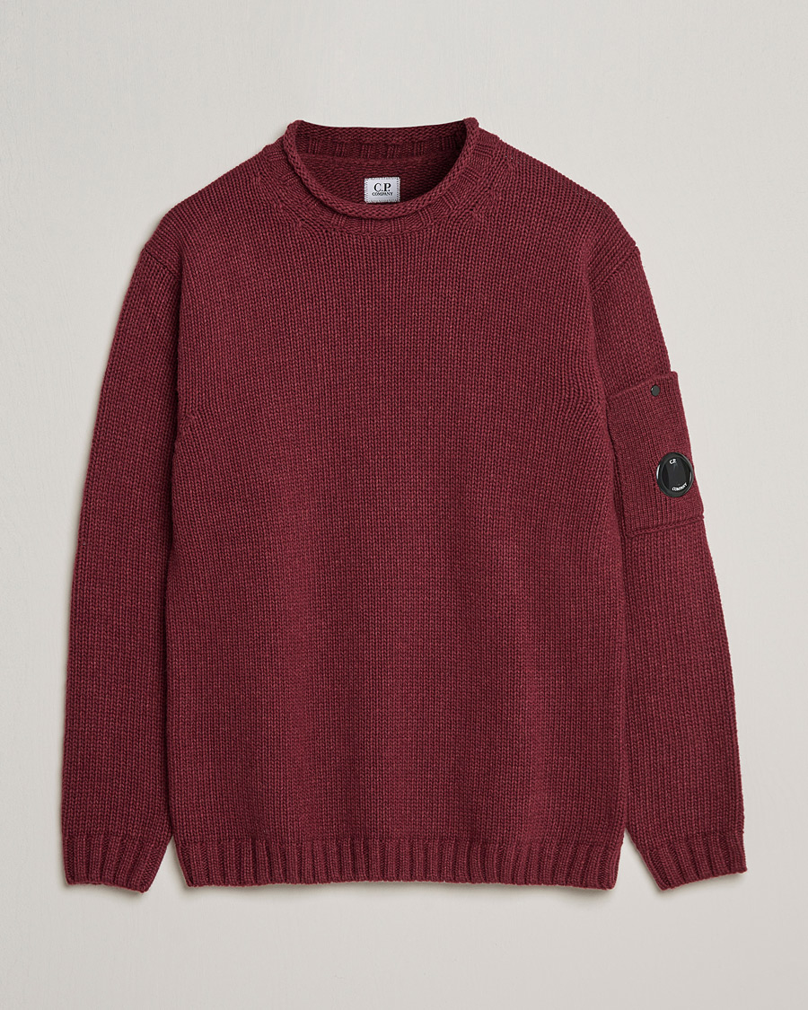 Herr | Tröjor | C.P. Company | Lambswool Lens Roundneck Bordeaux