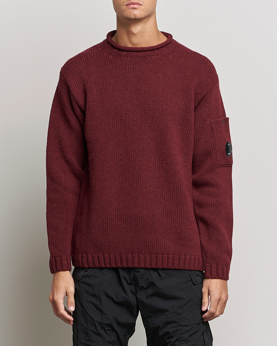 Herr | Tröjor | C.P. Company | Lambswool Lens Roundneck Bordeaux