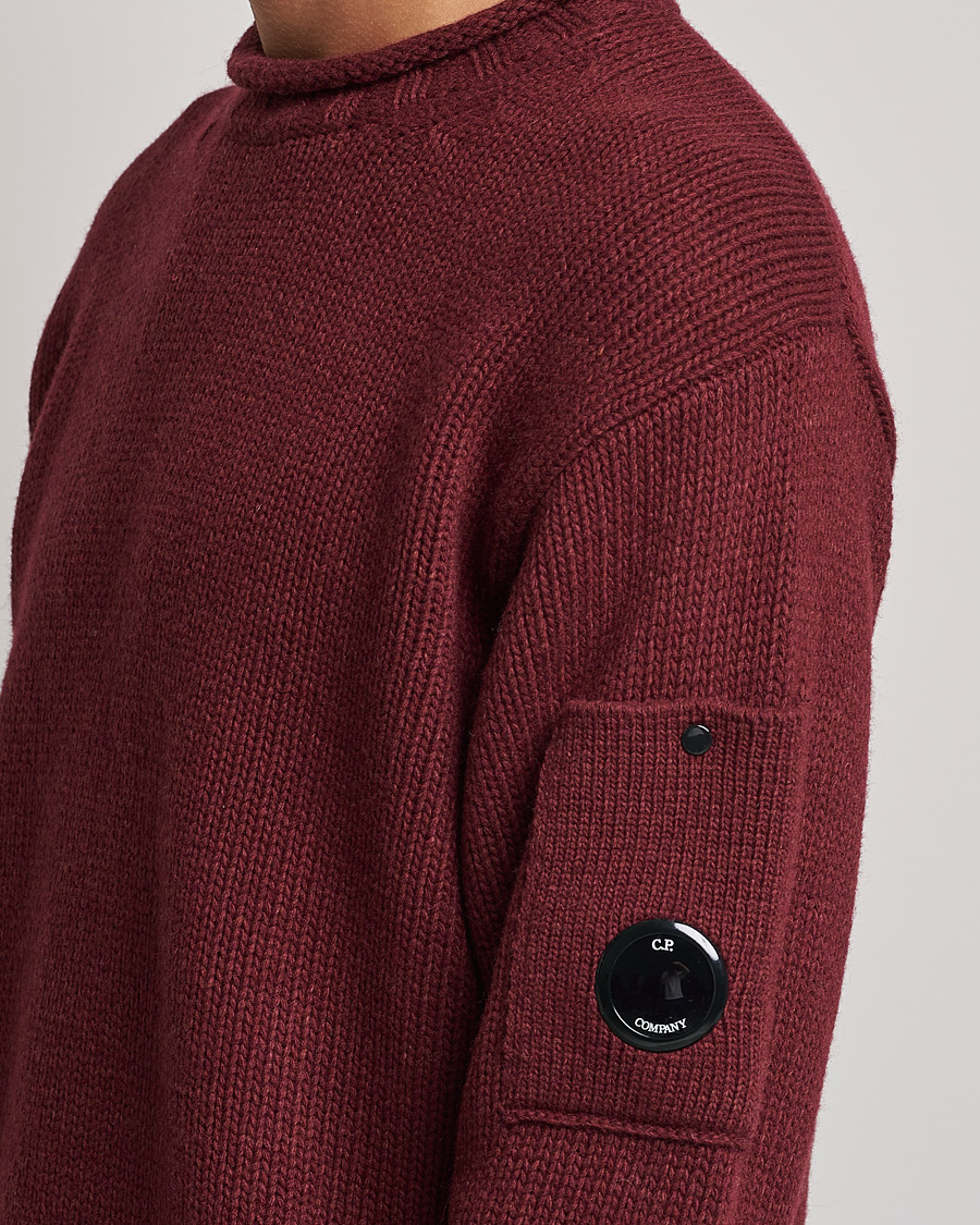 Herr | Tröjor | C.P. Company | Lambswool Lens Roundneck Bordeaux