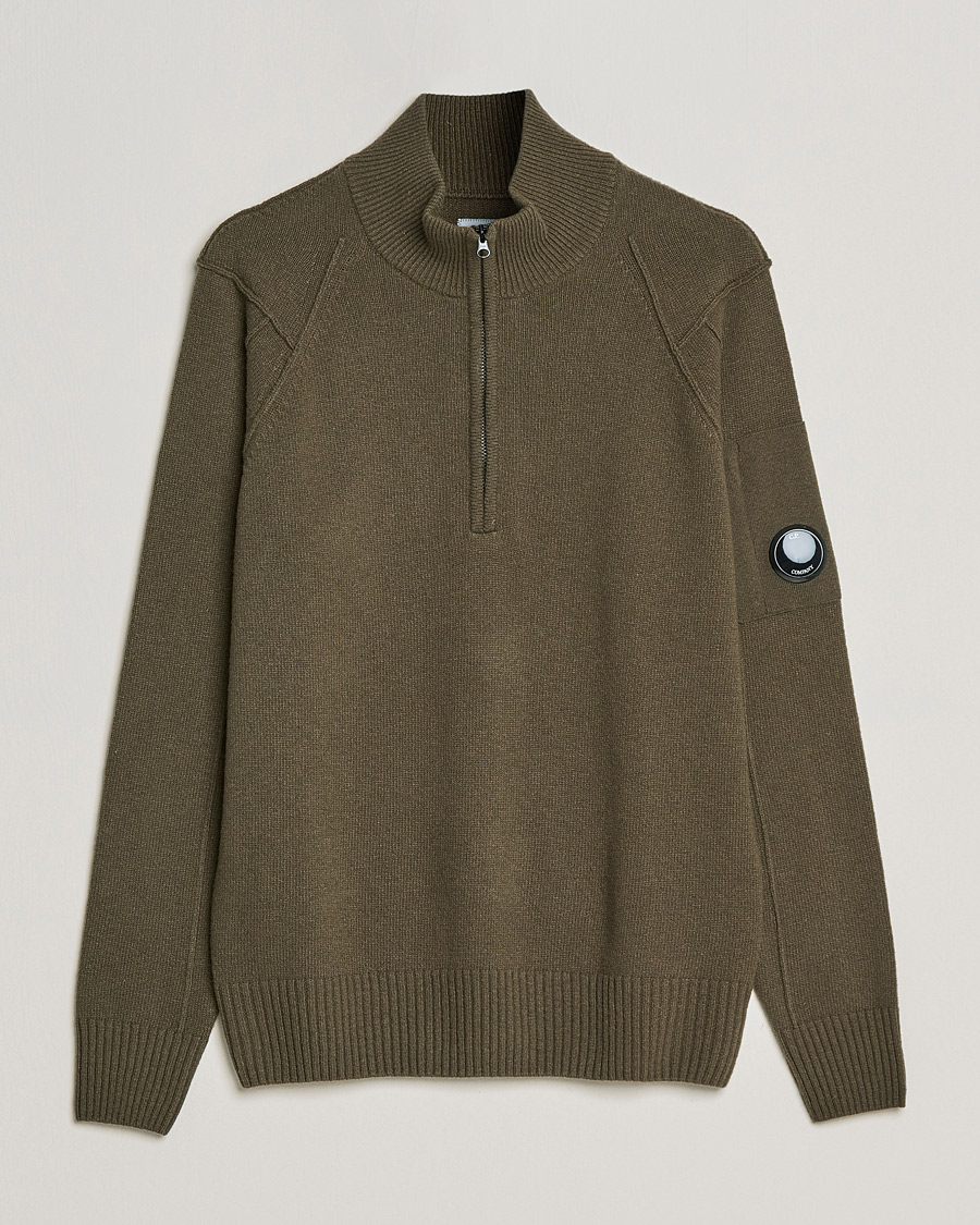 Herr | Tröjor | C.P. Company | Lambswool Lens Half Zip Ivy Green
