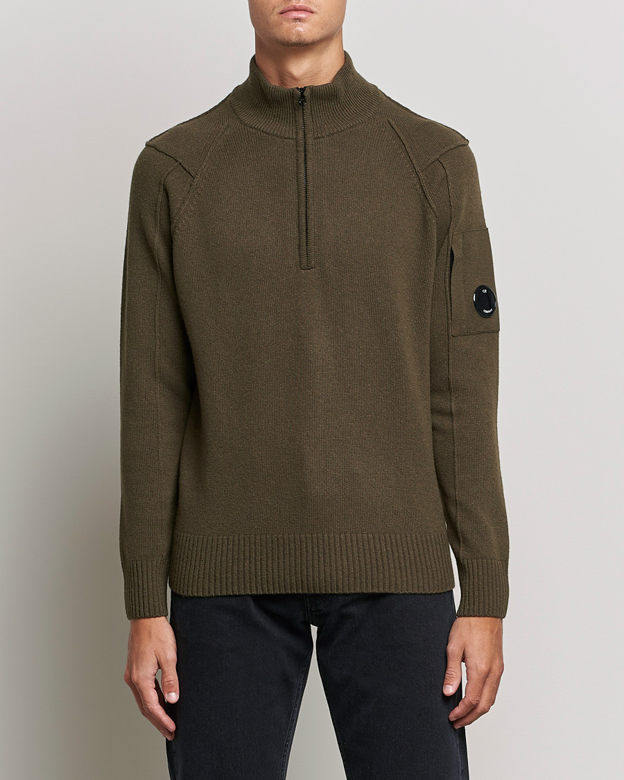 Herr | Tröjor | C.P. Company | Lambswool Lens Half Zip Ivy Green