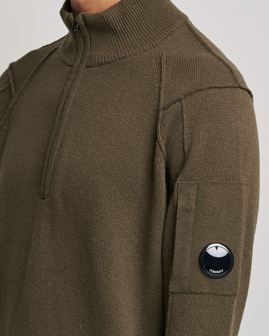 Herr | Tröjor | C.P. Company | Lambswool Lens Half Zip Ivy Green