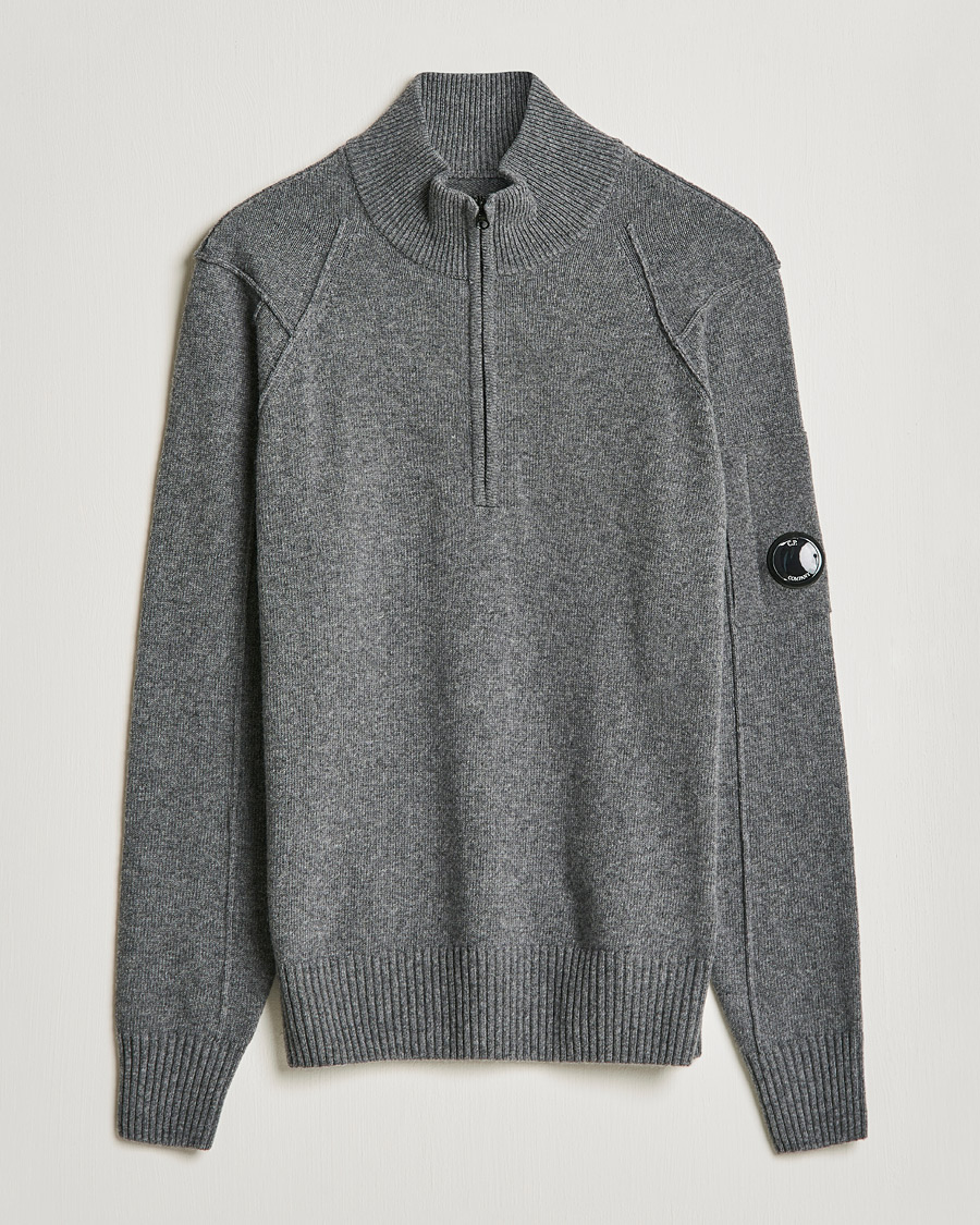 Herr | Tröjor | C.P. Company | Lambswool Lens Half Zip Grey Marl