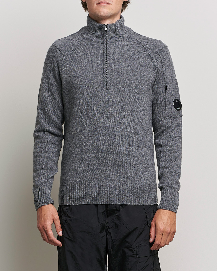Herr | Tröjor | C.P. Company | Lambswool Lens Half Zip Grey Marl