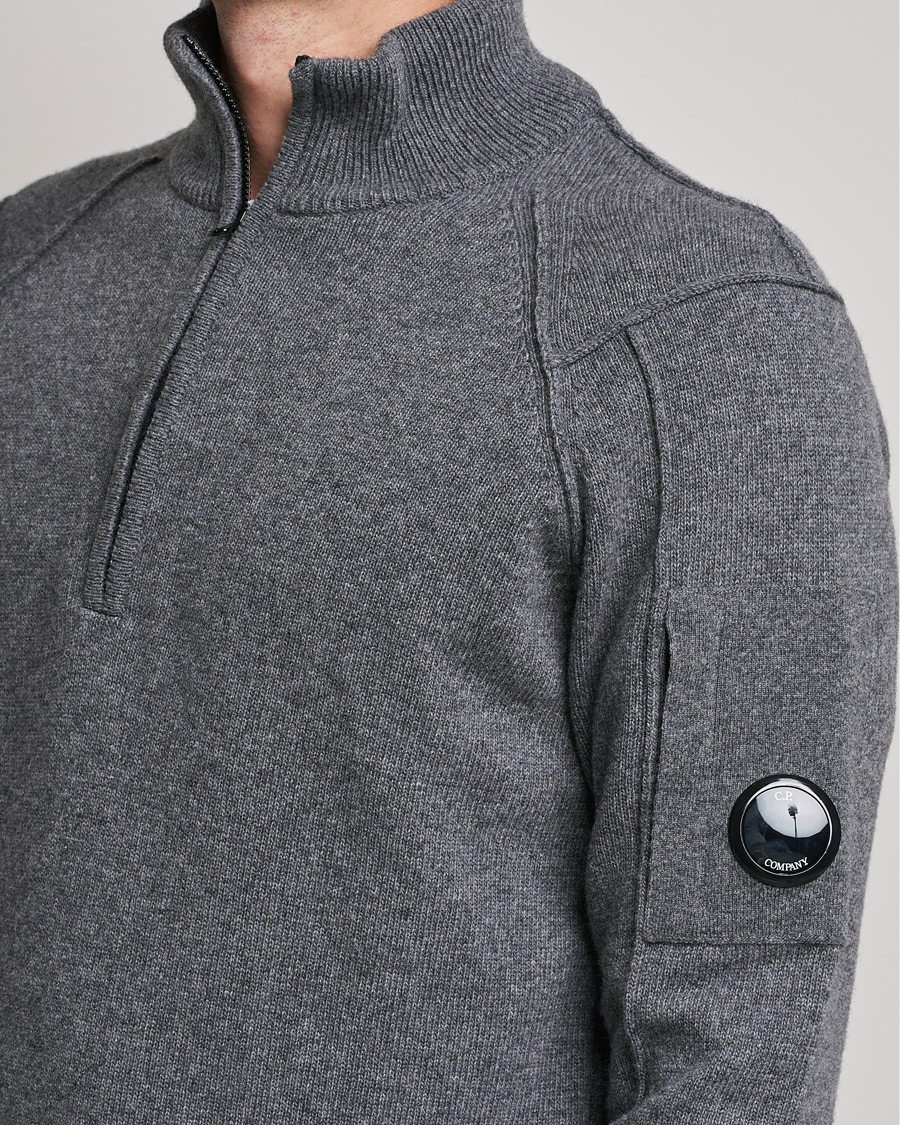 Herr | Tröjor | C.P. Company | Lambswool Lens Half Zip Grey Marl