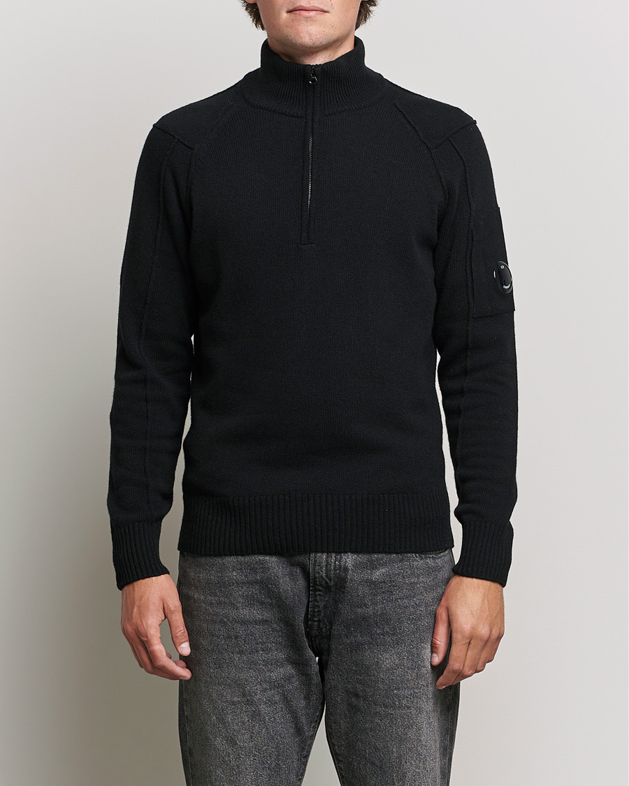 Herr | Tröjor | C.P. Company | Lambswool Lens Half Zip Black