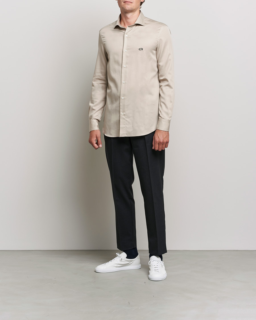 Herr | Casualskjortor | Emporio Armani | Light Cotton Shirt Beige