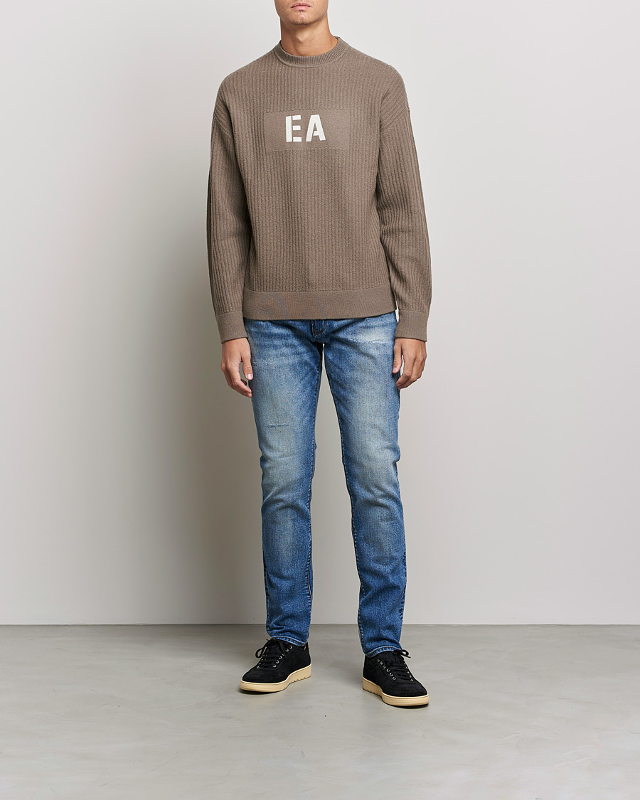 Herr | Tröjor | Emporio Armani | Wool Logo Sweater Camel