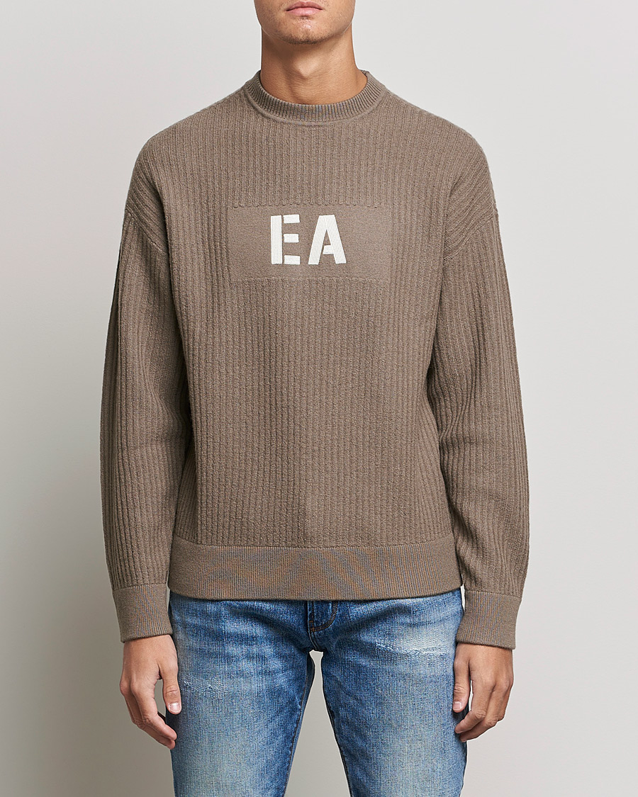 Herr | Tröjor | Emporio Armani | Wool Logo Sweater Camel