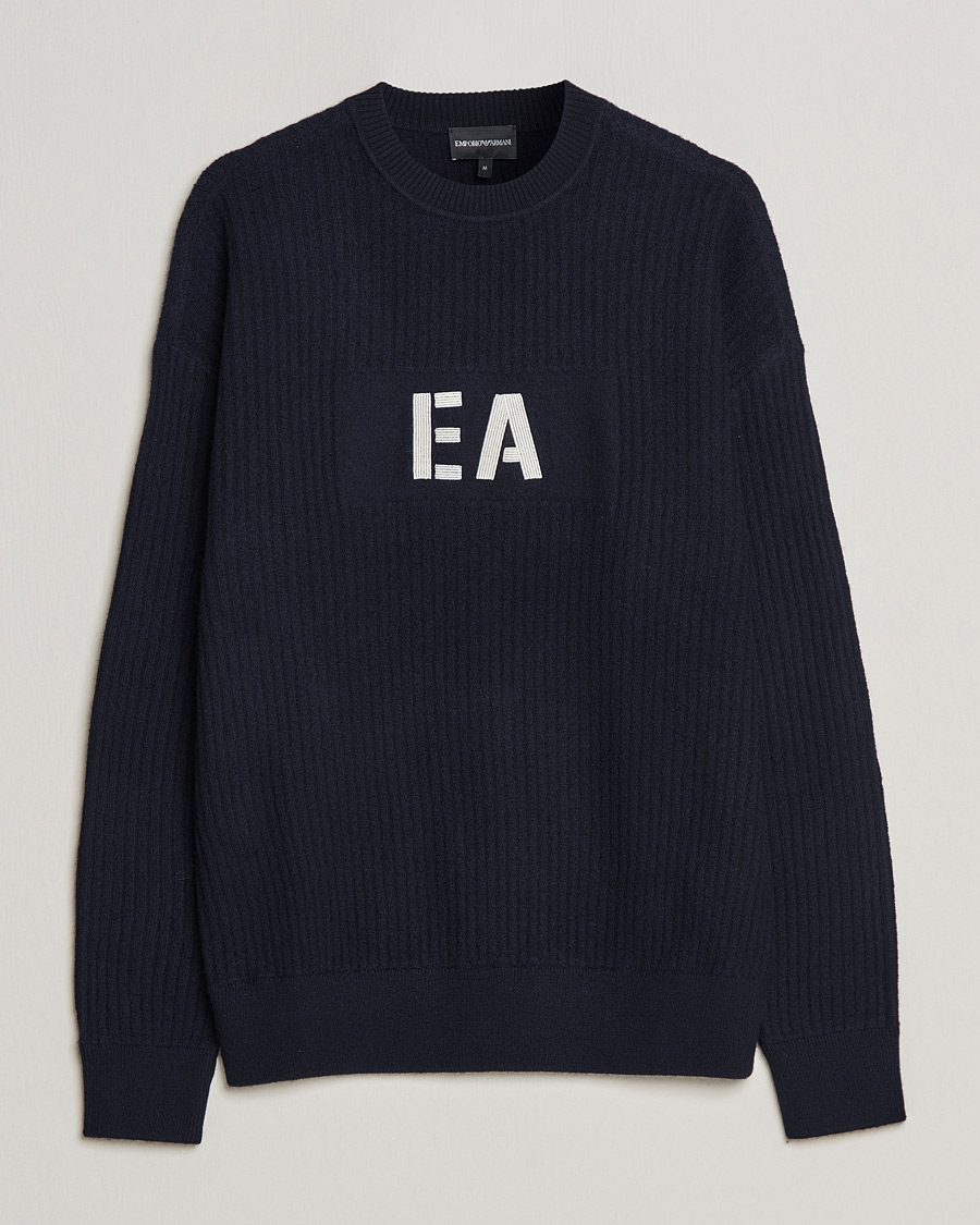 Herr | Tröjor | Emporio Armani | Wool Logo Sweater Navy