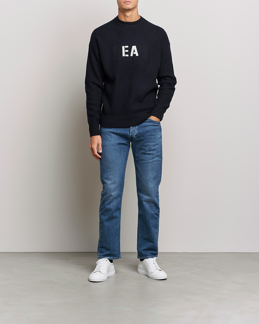 Herr | Tröjor | Emporio Armani | Wool Logo Sweater Navy