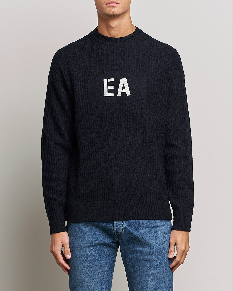 Herr | Tröjor | Emporio Armani | Wool Logo Sweater Navy